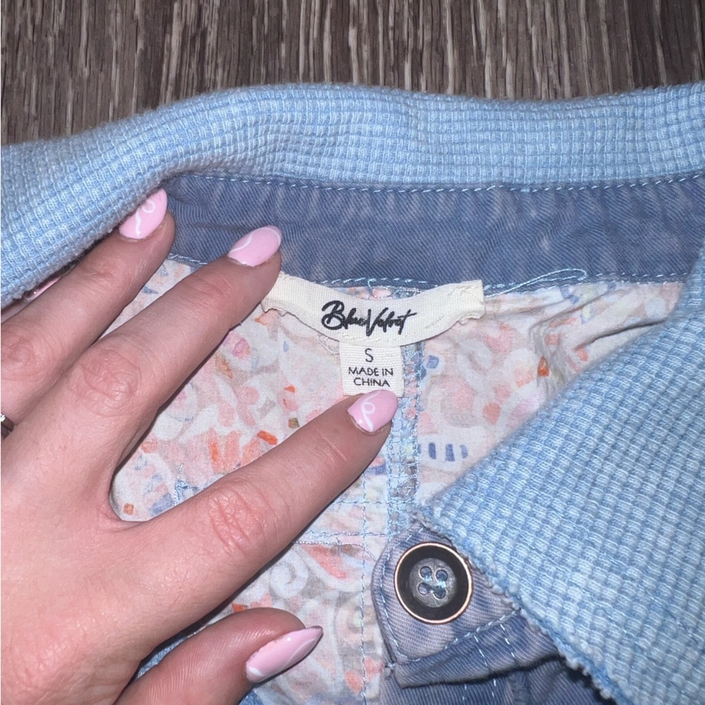 Patchwork Denim Button-Up Top - image 3